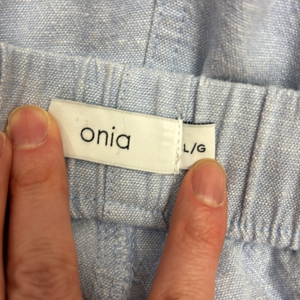 Onia Men's Air Linen Blend Pull-on Pants in Light Blue Large - Picture 10 of 10